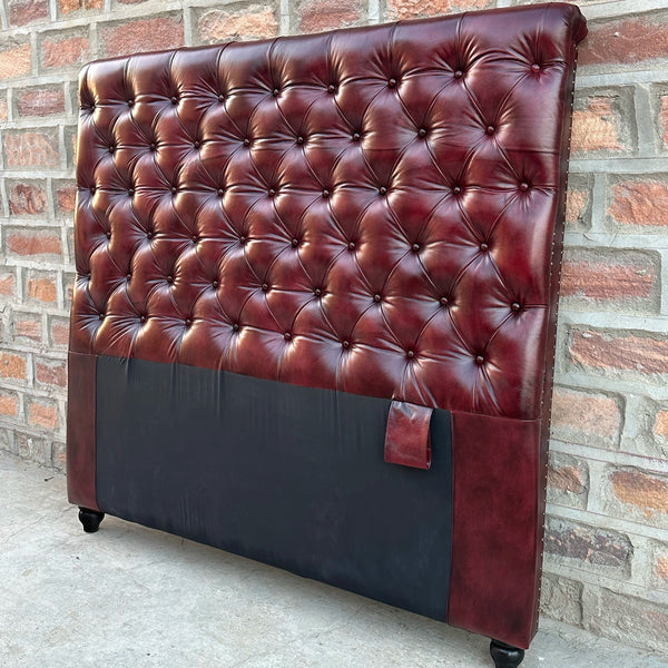 Oxford Red Chesterfield Tufted Leather Headboard | by Rising Tide Design Co.