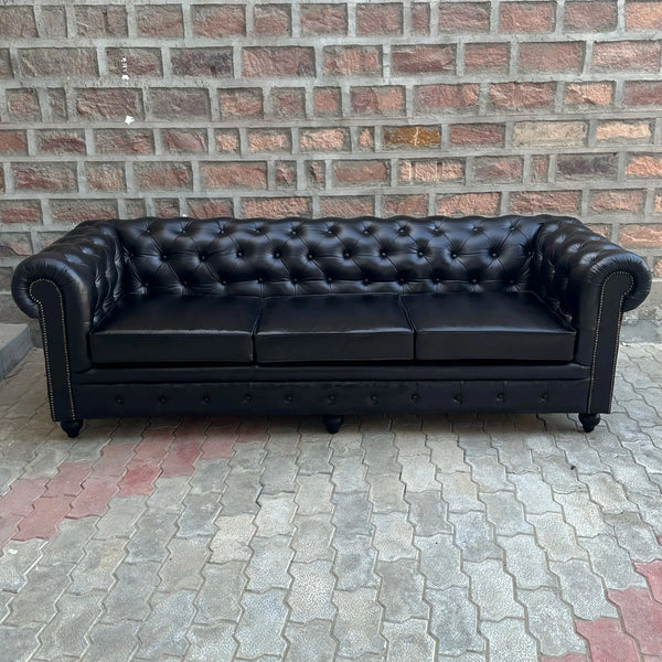 95" Sofa Normal Cushions | Brooklyn Chesterfield Leather Sofa with Normal Cushions (BR-4C) by Rising Tide Design Co.