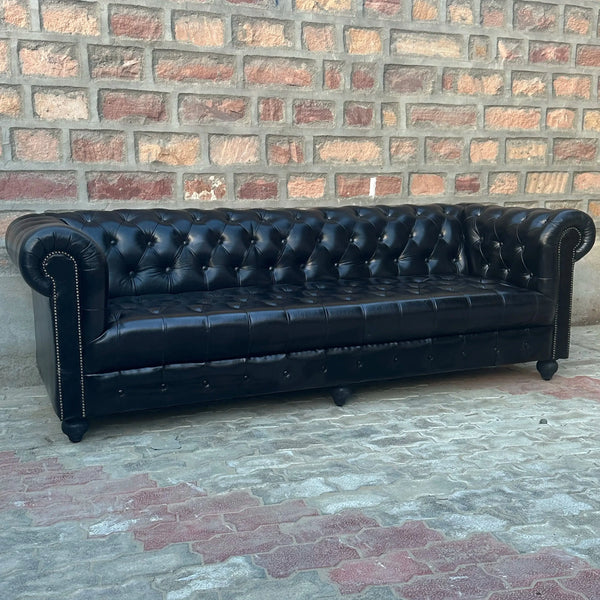 95" Sofa Tufted Bench | Brooklyn Chesterfield Leather Sofa with Tufted Bench Seat (BR-4T) by Rising Tide Design Co.