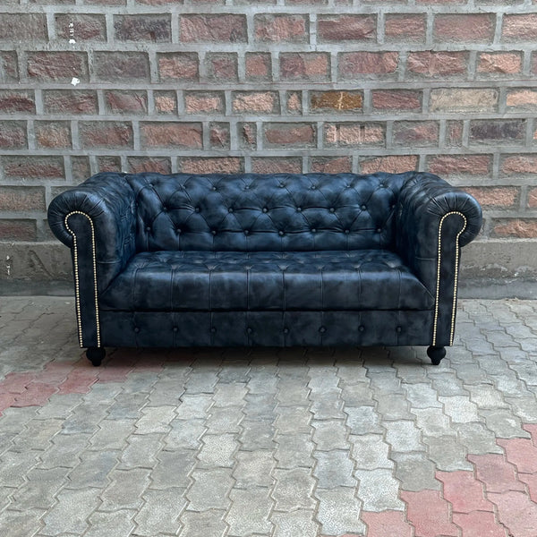 71" Loveseat Tufted Bench | Hemingway Chesterfield Leather Loveseat with Tufted Bench Seat (HE-2T) by Rising Tide Design Co.