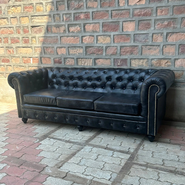 95" Sofa Normal Cushions | Hemingway Chesterfield Leather Sofa with Normal Cushions (HE-4C) by Rising Tide Design Co.