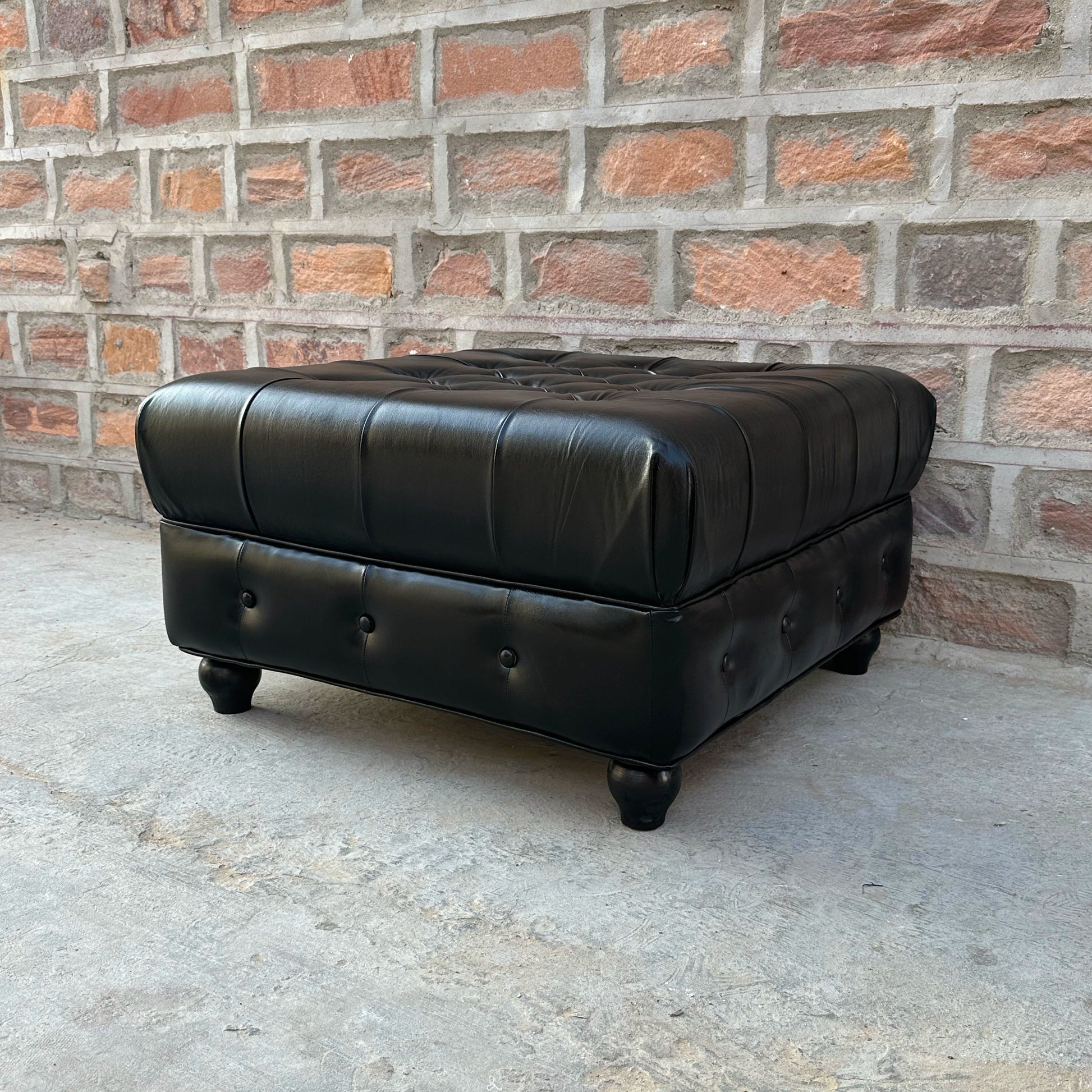 Brooklyn Chesterfield Leather Ottoman by Rising Tide Design Co.