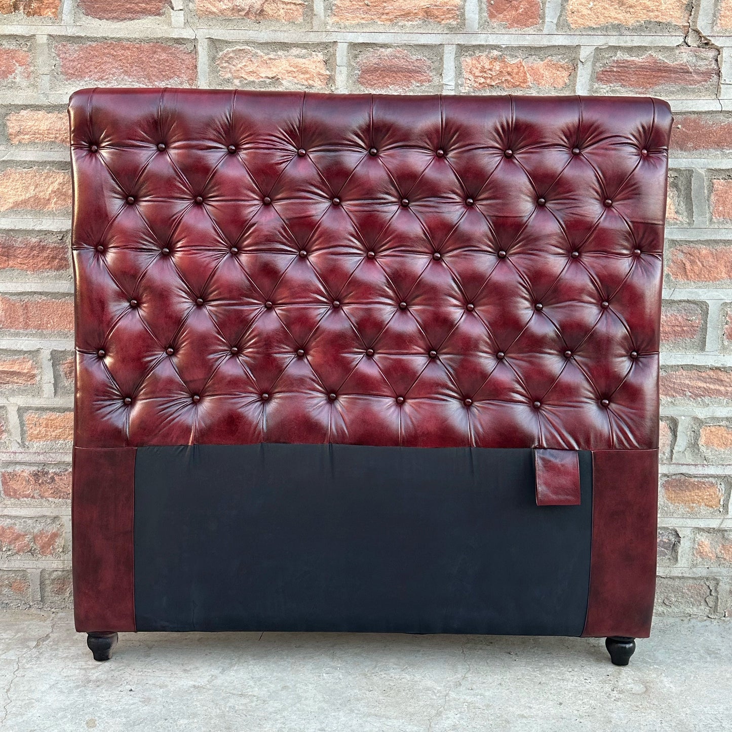 Oxford Red Chesterfield Tufted Leather Headboard by Rising Tide Design Co.