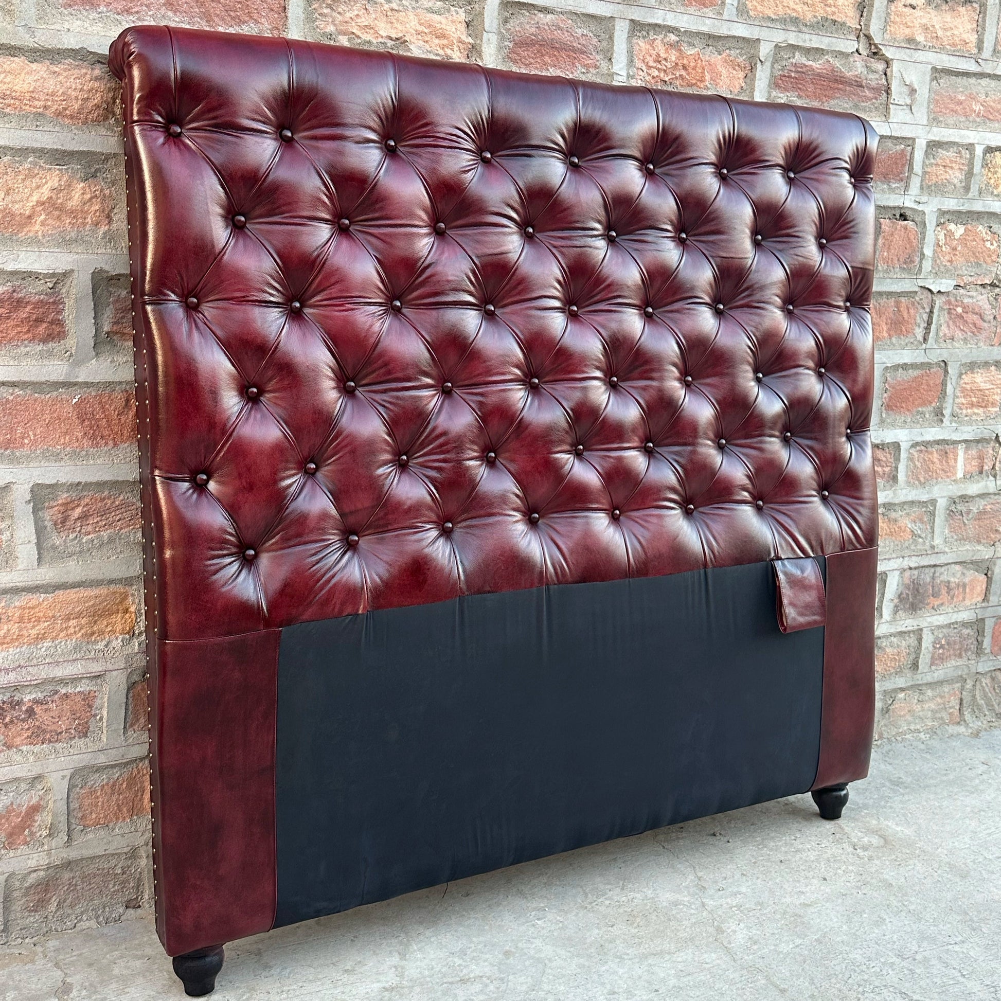 Oxford Red Chesterfield Tufted Leather Headboard by Rising Tide Design Co.