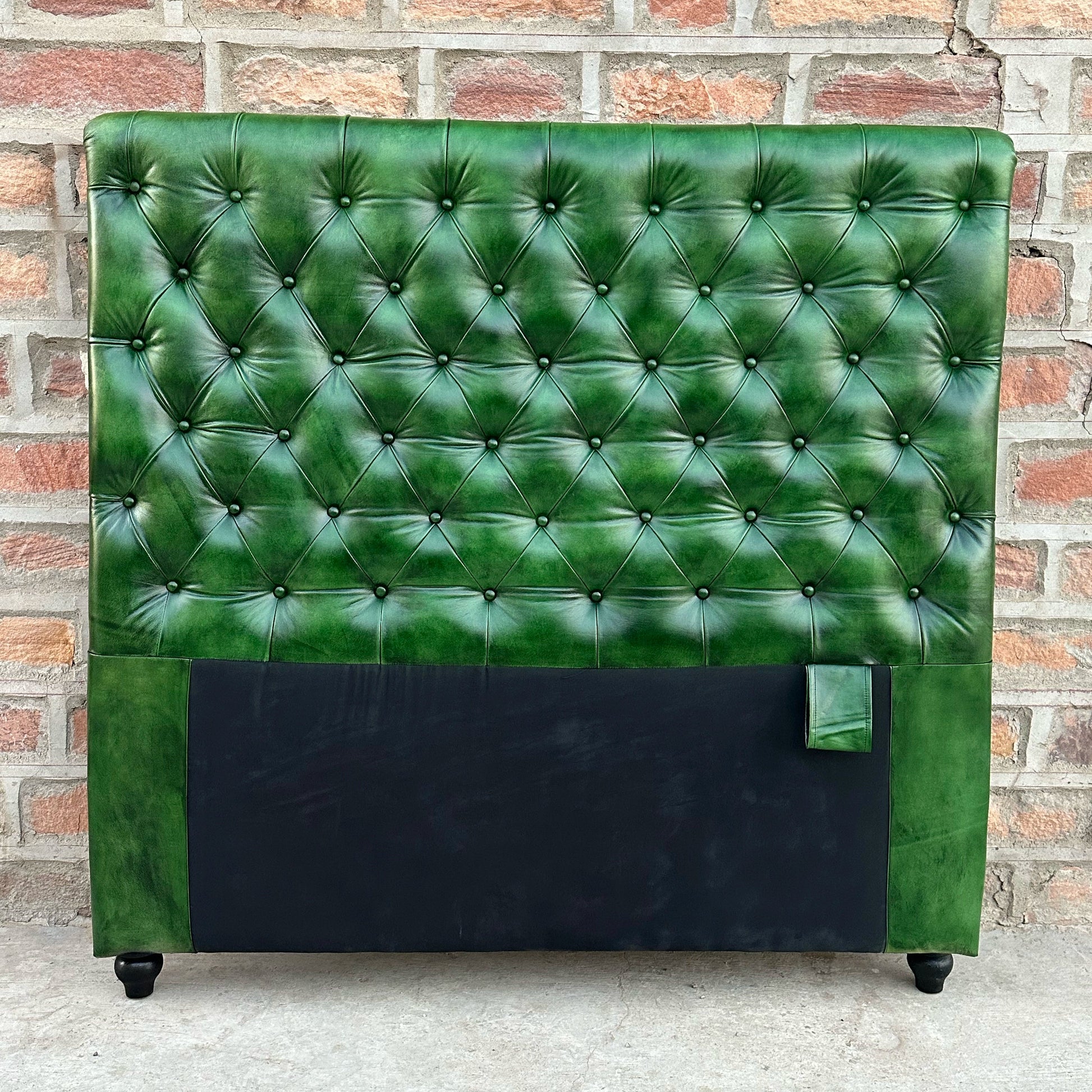 Polo Green Chesterfield Tufted Leather Headboard | by Rising Tide Design Co.