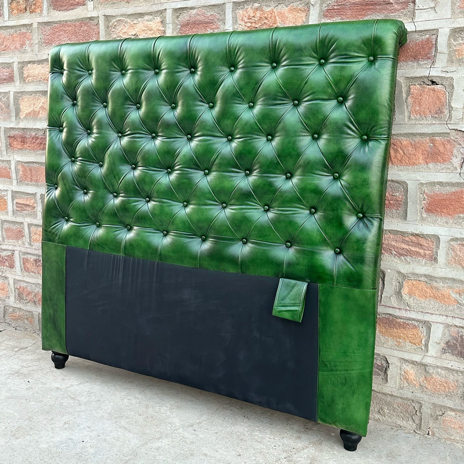 Polo Green Chesterfield Tufted Leather Headboard | by Rising Tide Design Co.