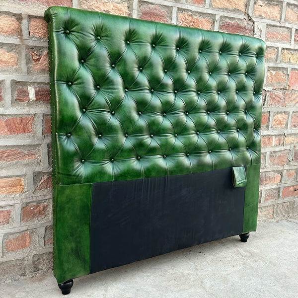 Polo Green Chesterfield Tufted Leather Headboard | by Rising Tide Design Co.