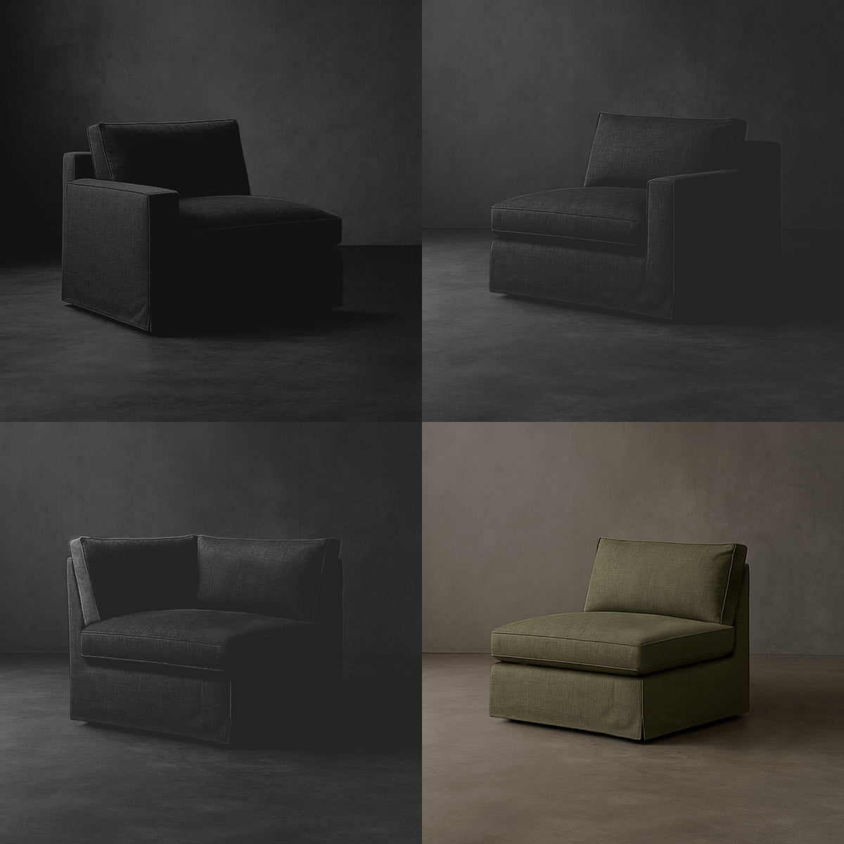 Build Your Own Layout #4 | Brouhaha Sectional in Ruckus with Layout #4 (BRU-ARMLESS-RUCKUS) by Rising Tide Design Co.