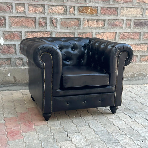 37" Armchair Normal Cushions | Brooklyn Chesterfield Leather Armchair with Normal Cushions (BR-1C) by Rising Tide Design Co.