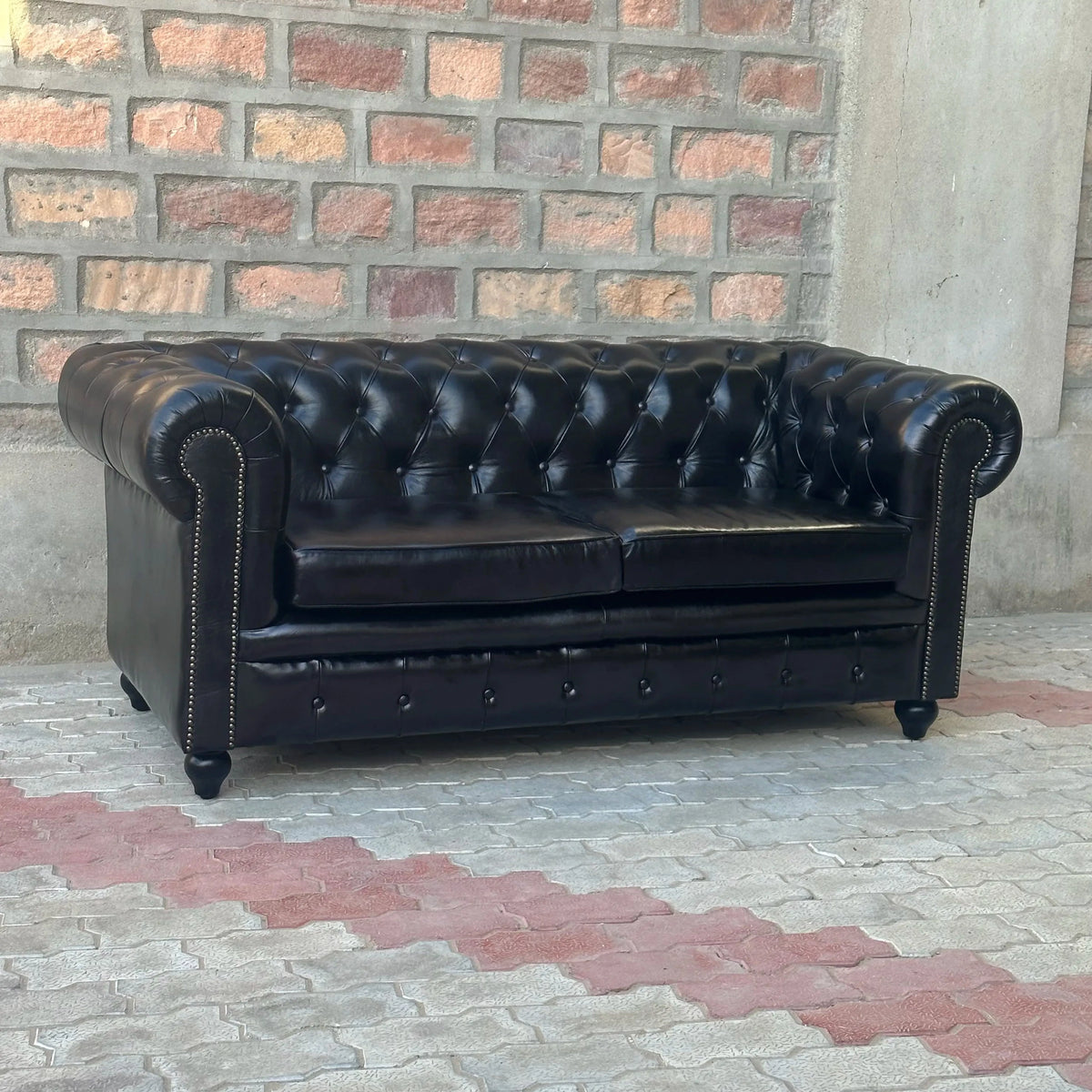 71" Loveseat Normal Cushions | Brooklyn Chesterfield Leather Loveseat with Normal Cushions (BR-2C) by Rising Tide Design Co.