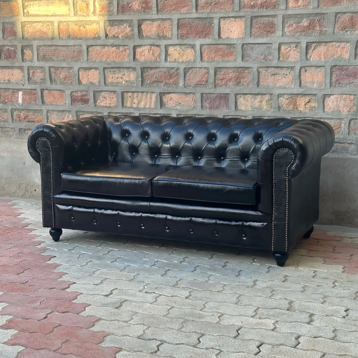 71" Loveseat Normal Cushions | Brooklyn Chesterfield Leather Loveseat with Normal Cushions (BR-2C) by Rising Tide Design Co.