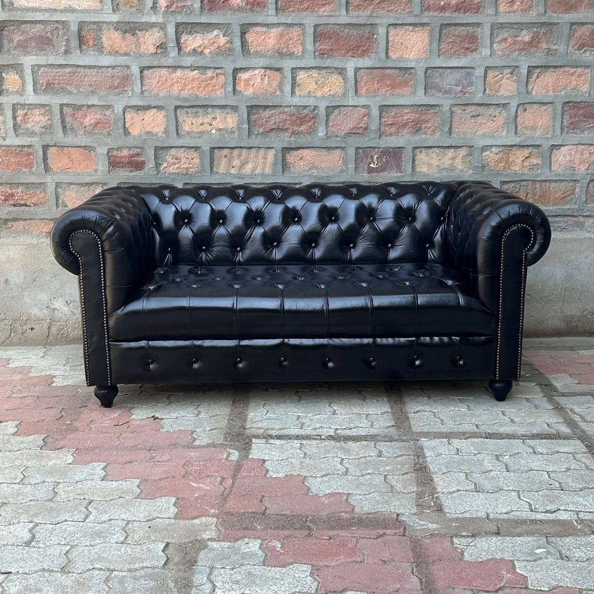 71" Loveseat Tufted Bench | Brooklyn Chesterfield Leather Loveseat with Tufted Bench Seat (BR-2T) by Rising Tide Design Co.