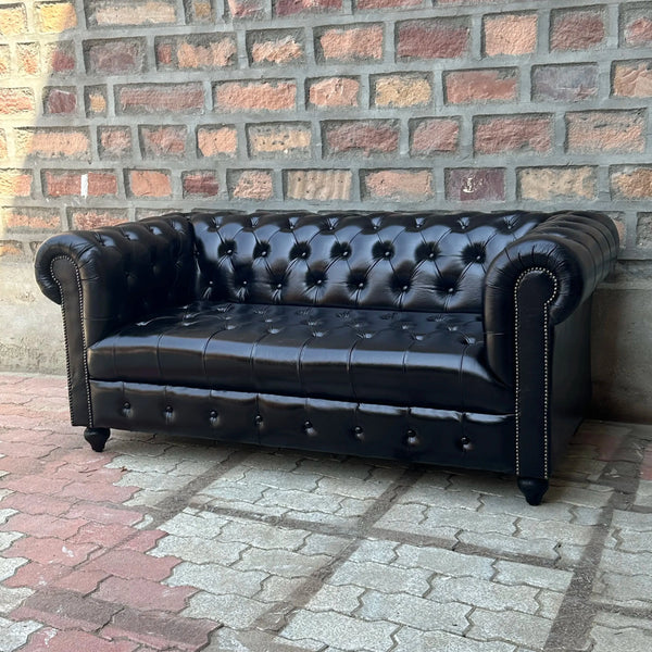 71" Loveseat Tufted Bench | Brooklyn Chesterfield Leather Loveseat with Tufted Bench Seat (BR-2T) by Rising Tide Design Co.