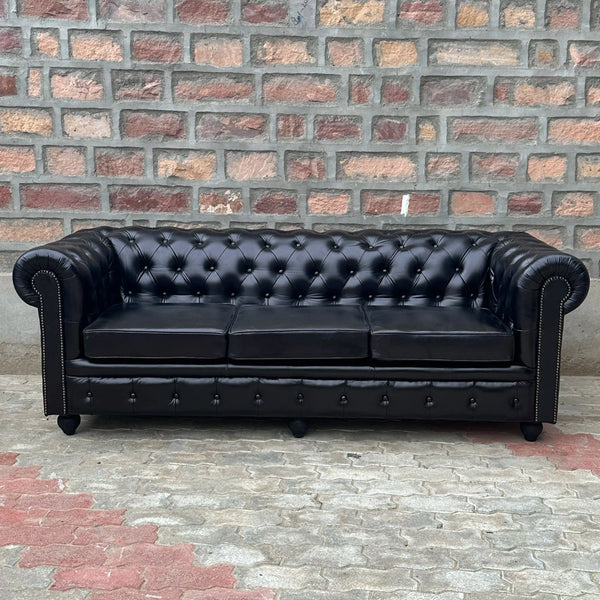 87" Sofa Normal Cushions | Brooklyn Chesterfield Leather Sofa with Normal Cushions (BR-3C) by Rising Tide Design Co.