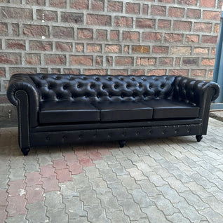 Brooklyn Chesterfield Leather Sofa with Normal Cushions (BR-4C) by Rising Tide Design Co.