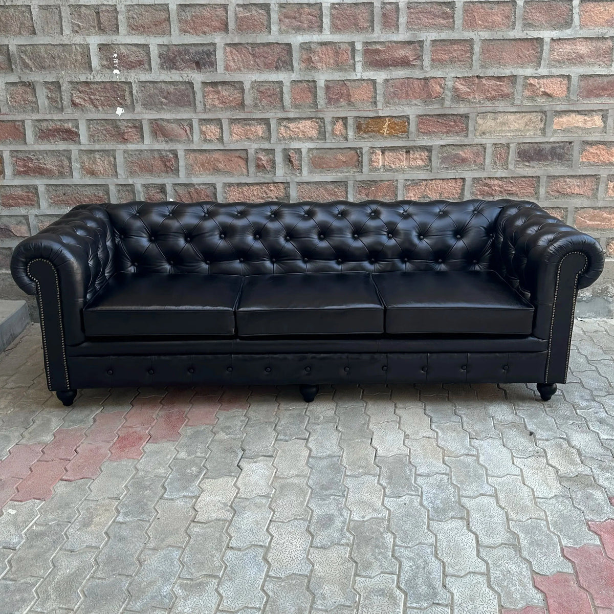 95" Sofa Normal Cushions | Brooklyn Chesterfield Leather Sofa with Normal Cushions (BR-4C) by Rising Tide Design Co.