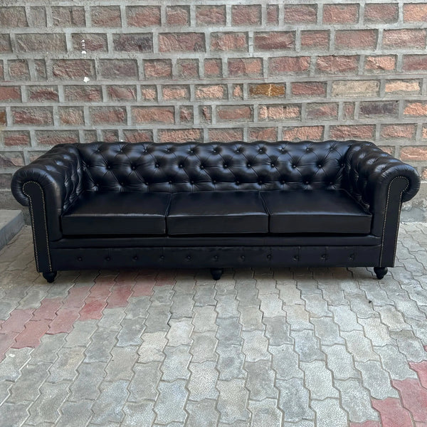 Brooklyn Chesterfield Leather Sofa with Normal Cushions (BR-4C) by Rising Tide Design Co.