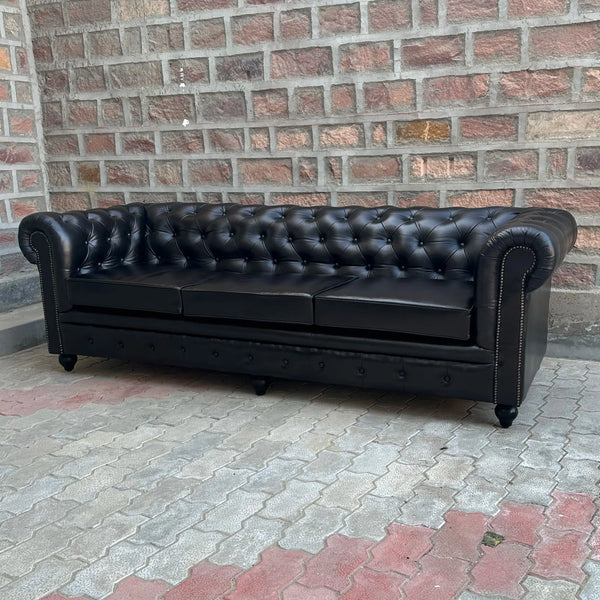 95" Sofa Normal Cushions | Brooklyn Chesterfield Leather Sofa with Normal Cushions (BR-4C) by Rising Tide Design Co.