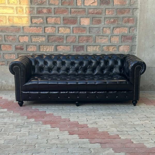 95" Sofa Tufted Bench | Brooklyn Chesterfield Leather Sofa with Tufted Bench Seat (BR-4T) by Rising Tide Design Co.
