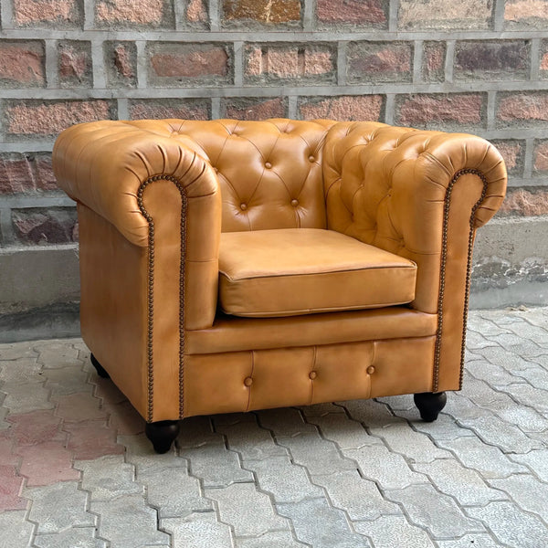 37" Armchair Normal Cushions | Cheyenne Chesterfield Leather Armchair with Normal Cushions (CH-1C) by Rising Tide Design Co.