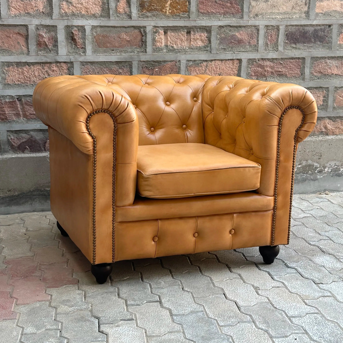 37" Armchair Normal Cushions | Cheyenne Chesterfield Leather Armchair with Normal Cushions (CH-1C) by Rising Tide Design Co.