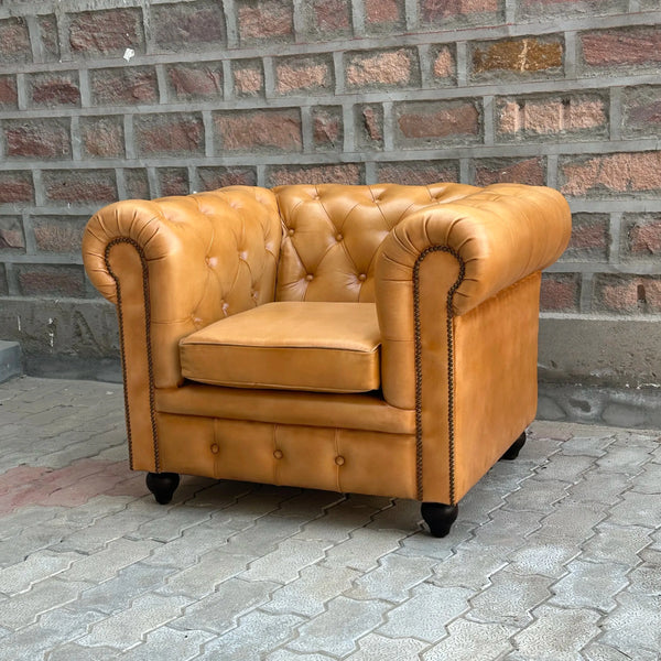 37" Armchair Normal Cushions | Cheyenne Chesterfield Leather Armchair with Normal Cushions (CH-1C) by Rising Tide Design Co.