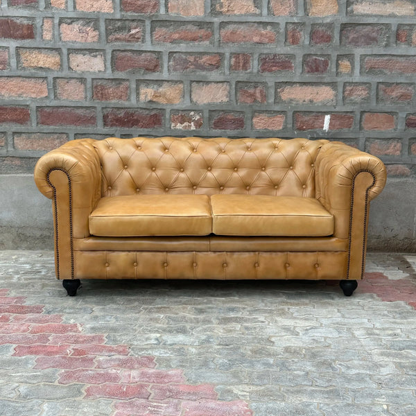 71" Loveseat Normal Cushions | Cheyenne Chesterfield Leather Loveseat with Normal Cushions (CH-2C) by Rising Tide Design Co.