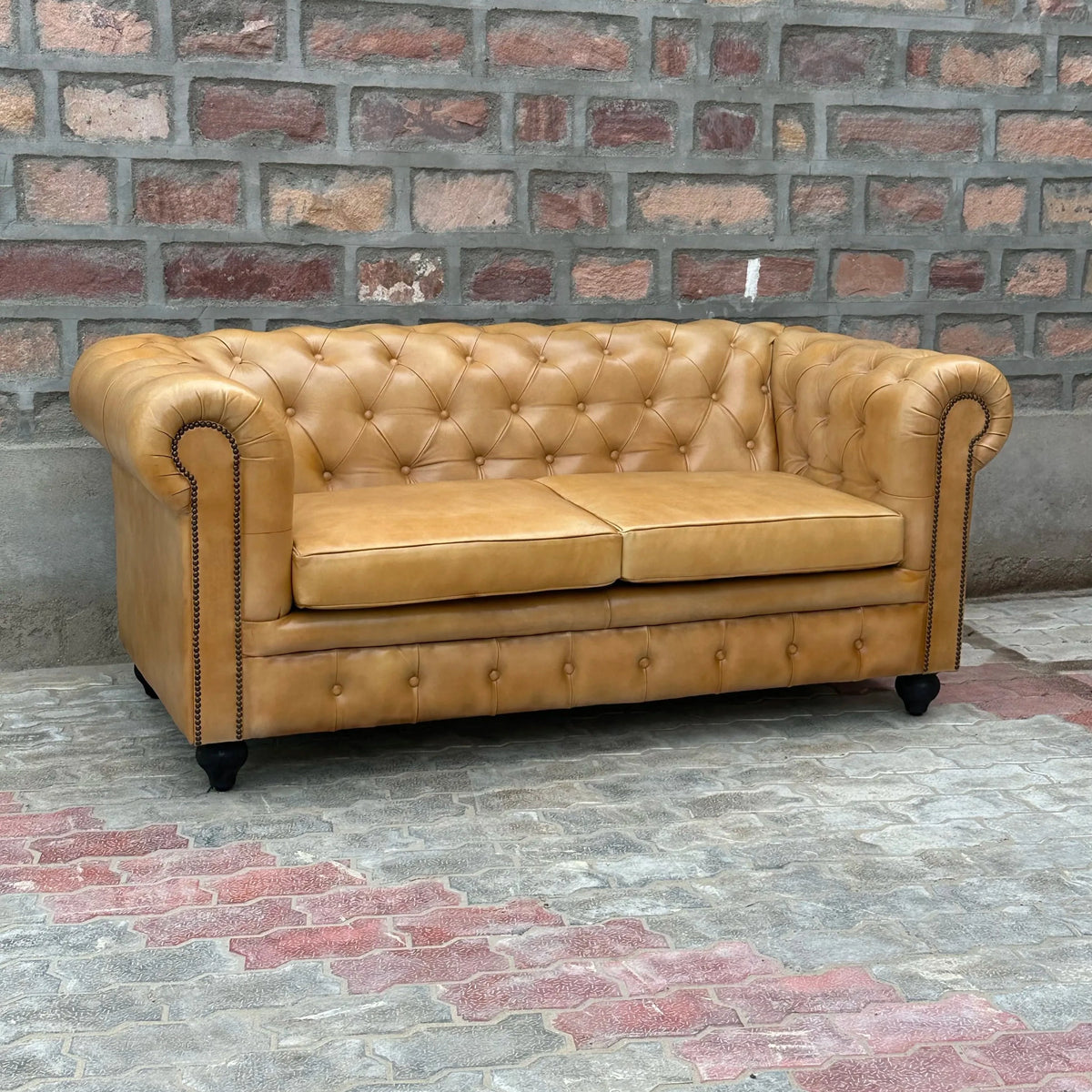 71" Loveseat Normal Cushions | Cheyenne Chesterfield Leather Loveseat with Normal Cushions (CH-2C) by Rising Tide Design Co.