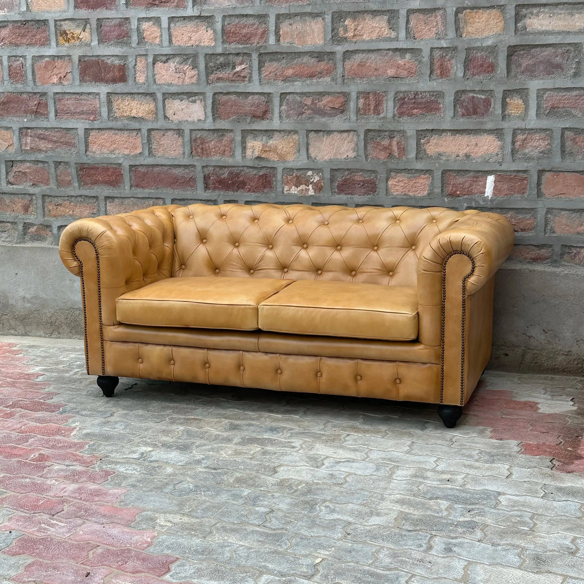 71" Loveseat Normal Cushions | Cheyenne Chesterfield Leather Loveseat with Normal Cushions (CH-2C) by Rising Tide Design Co.