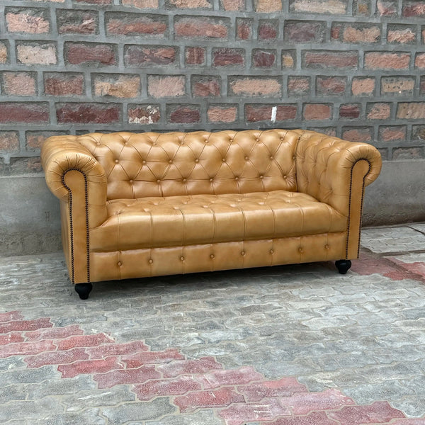 71" Loveseat Tufted Bench | Cheyenne Chesterfield Leather Loveseat with Tufted Bench Seat (CH-2T) by Rising Tide Design Co.