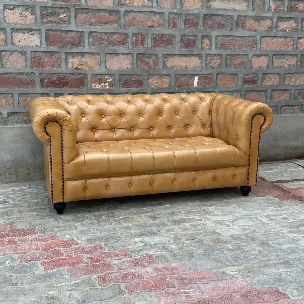 71" Loveseat Tufted Bench | Cheyenne Chesterfield Leather Loveseat with Tufted Bench Seat (CH-2T) by Rising Tide Design Co.