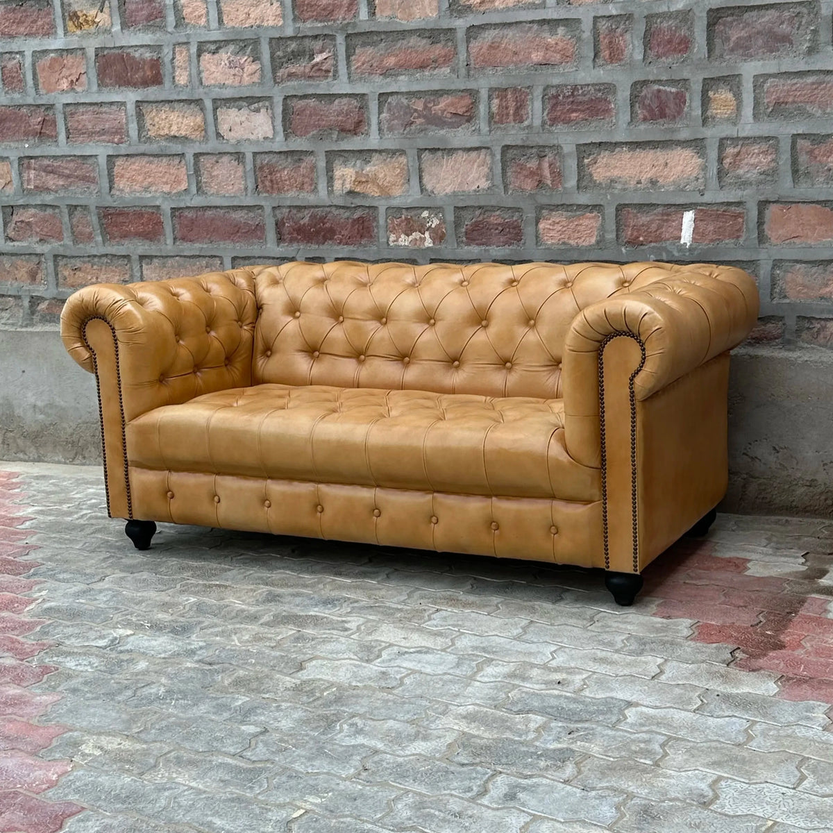 71" Loveseat Tufted Bench | Cheyenne Chesterfield Leather Loveseat with Tufted Bench Seat (CH-2T) by Rising Tide Design Co.