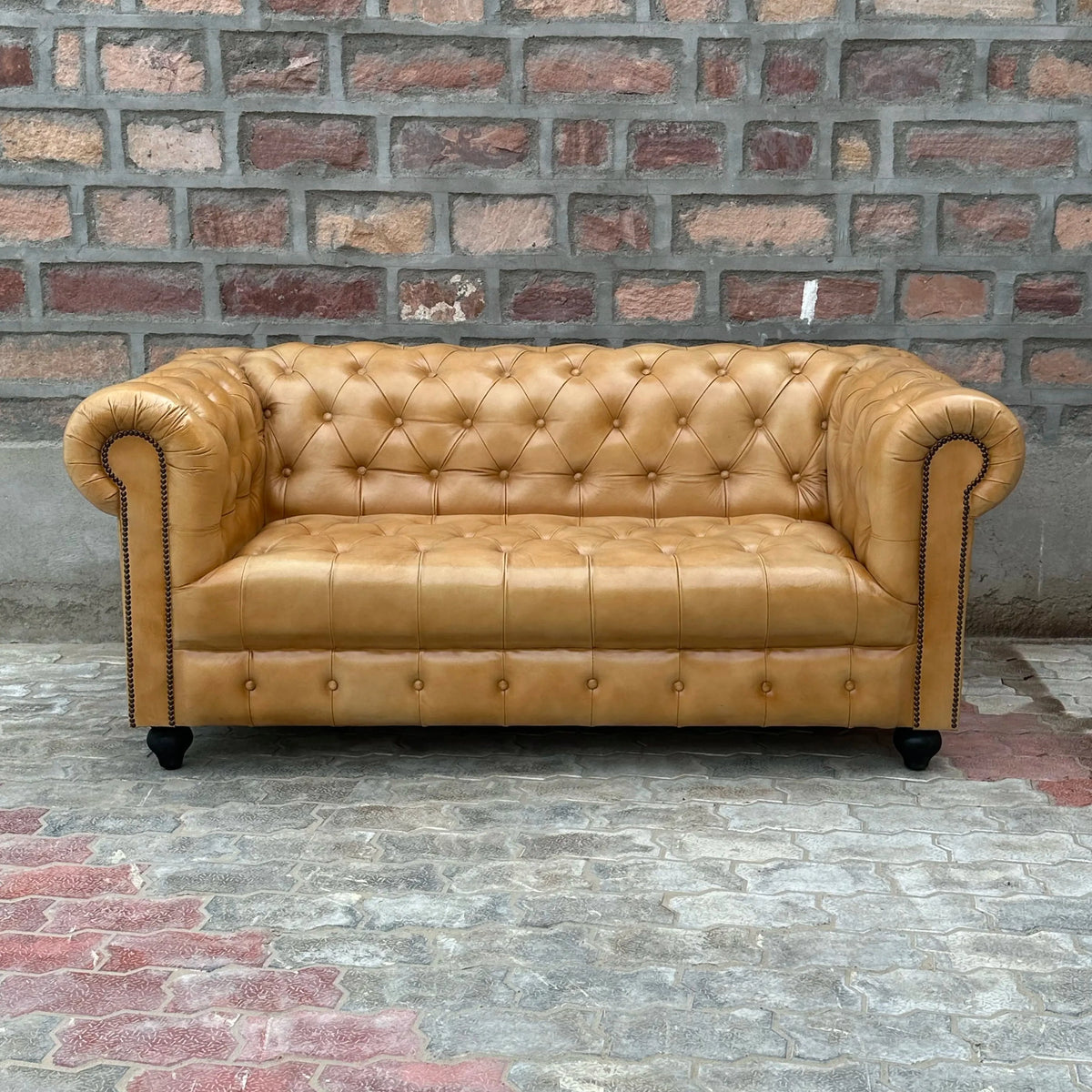 71" Loveseat Tufted Bench | Cheyenne Chesterfield Leather Loveseat with Tufted Bench Seat (CH-2T) by Rising Tide Design Co.