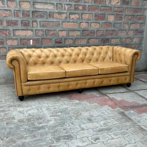 95" Sofa Normal Cushions | Cheyenne Chesterfield Leather Sofa with Normal Cushions (CH-3C) by Rising Tide Design Co.