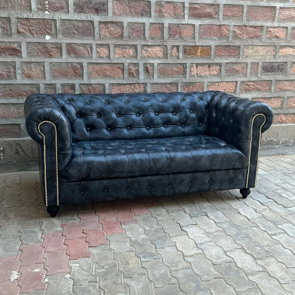 71" Loveseat Tufted Bench | Hemingway Chesterfield Leather Loveseat with Tufted Bench Seat (HE-2T) by Rising Tide Design Co.