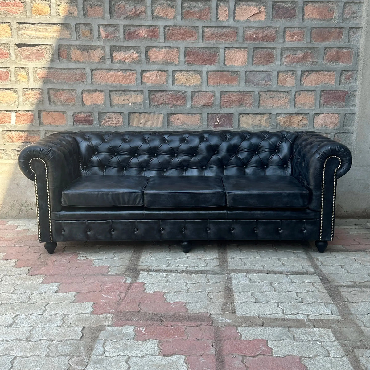 95" Sofa Normal Cushions | Hemingway Chesterfield Leather Sofa with Normal Cushions (HE-4C) by Rising Tide Design Co.