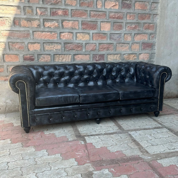 95" Sofa Normal Cushions | Hemingway Chesterfield Leather Sofa with Normal Cushions (HE-4C) by Rising Tide Design Co.