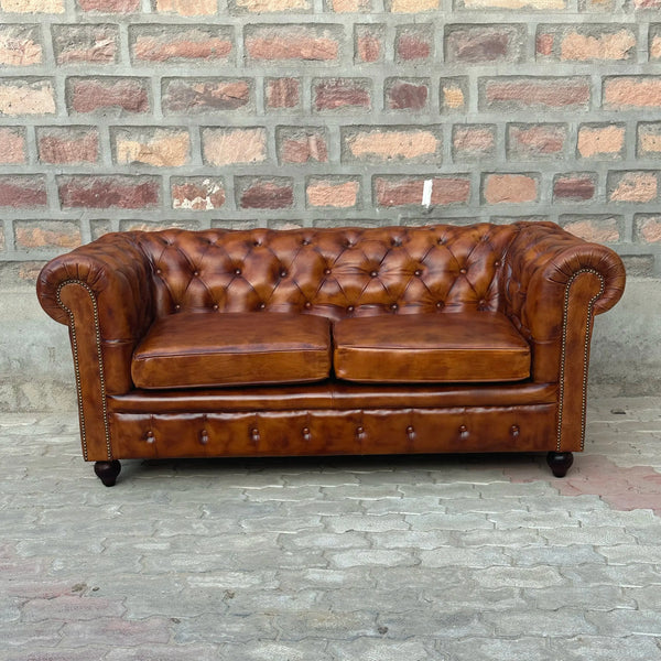 71" Loveseat Normal Cushions | Laramie Chesterfield Leather Loveseat with Normal Cushions (LA-2C) by Rising Tide Design Co.