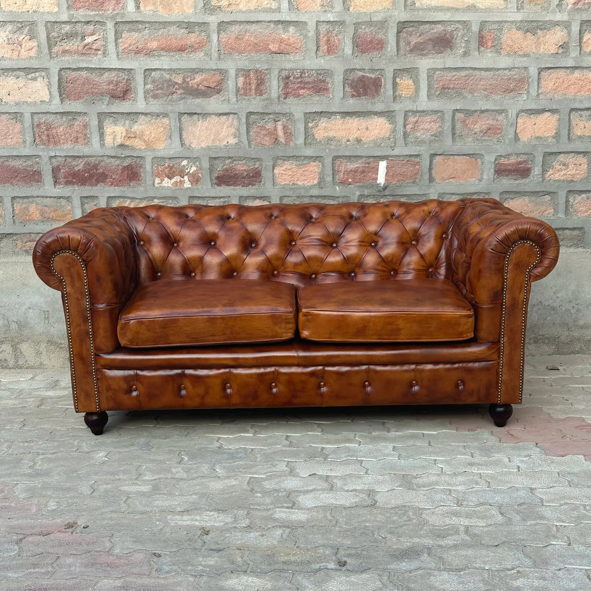 71" Loveseat Normal Cushions | Laramie Chesterfield Leather Loveseat with Normal Cushions (LA-2C) by Rising Tide Design Co.