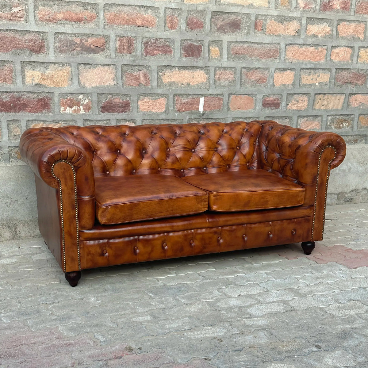 71" Loveseat Normal Cushions | Laramie Chesterfield Leather Loveseat with Normal Cushions (LA-2C) by Rising Tide Design Co.