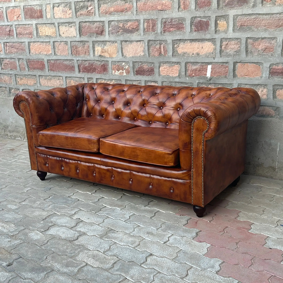 71" Loveseat Normal Cushions | Laramie Chesterfield Leather Loveseat with Normal Cushions (LA-2C) by Rising Tide Design Co.