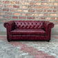 71" Loveseat Tufted Bench | Oxford Red Chesterfield Leather Loveseat with Tufted Bench Seats (OR-2T) by Rising Tide Design Co.