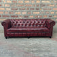 87" Sofa Tufted Bench | Oxford Red Chesterfield Leather Sofa with Tufted Bench Seat (OR-3T) by Rising Tide Design Co.