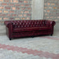 95" Sofa Normal Cushions | Oxford Red Chesterfield Leather Sofa with Normal Cushions (OR-4C) by Rising Tide Design Co.
