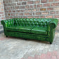 87" Sofa Normal Cushions | Polo Green Chesterfield Leather Sofa with Normal Cushions (PG-3C) by Rising Tide Design Co.