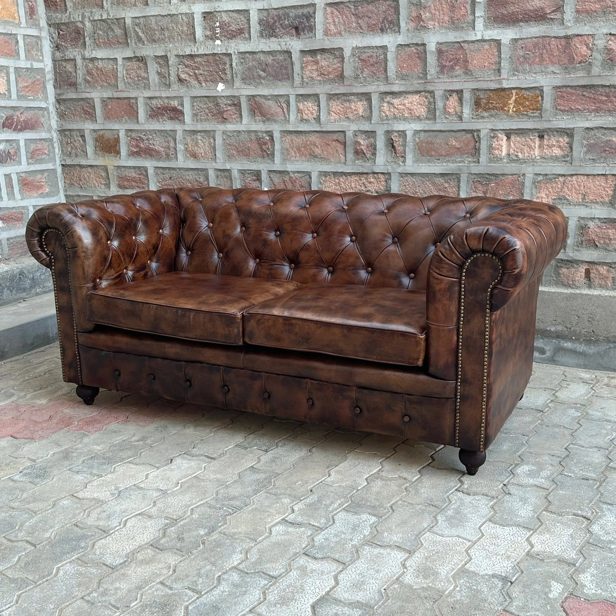 71" Loveseat Normal Cushions | Remington Chesterfield Leather Loveseat with Normal Cushions (RE-2C) by Rising Tide Design Co.