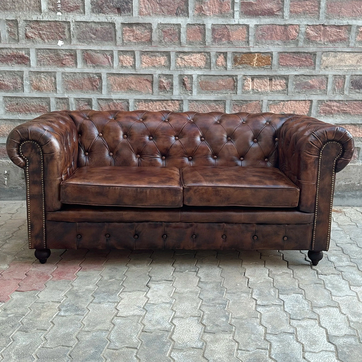 71" Loveseat Normal Cushions | Remington Chesterfield Leather Loveseat with Normal Cushions (RE-2C) by Rising Tide Design Co.