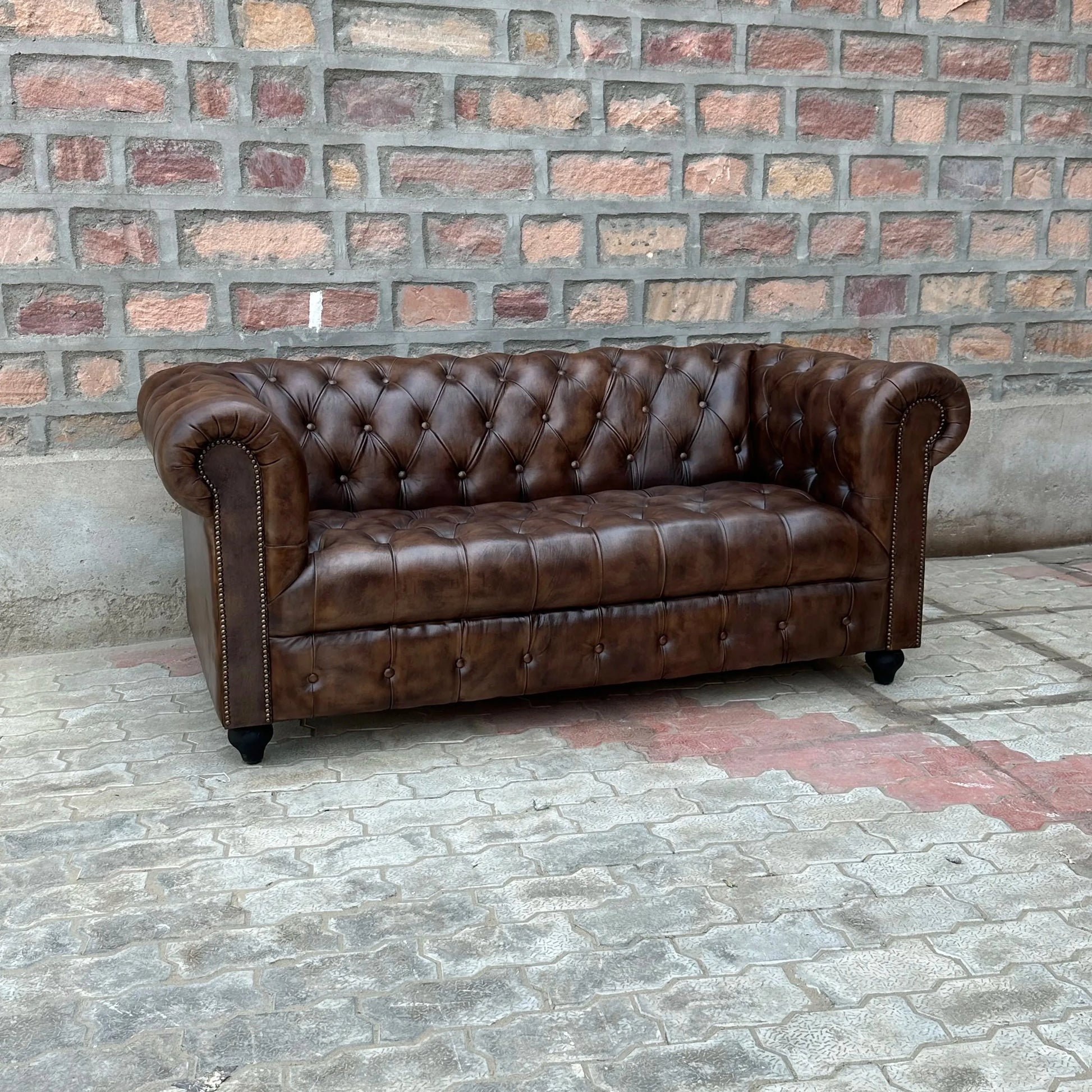 71" Loveseat Tufted Bench | Remington Chesterfield Leather Loveseat with Tufted Bench Seat (RE-2T) by Rising Tide Design Co.