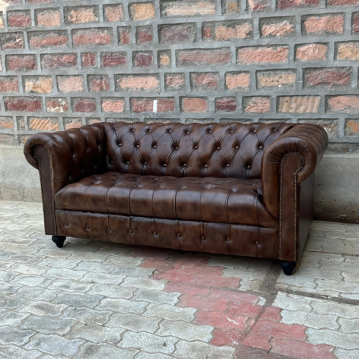 71" Loveseat Tufted Bench | Remington Chesterfield Leather Loveseat with Tufted Bench Seat (RE-2T) by Rising Tide Design Co.