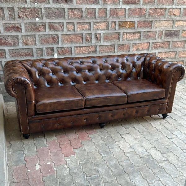 95" Sofa Normal Cushions | Remington Chesterfield Leather Sofa with Normal Cushions (RE-4C) by Rising Tide Design Co.